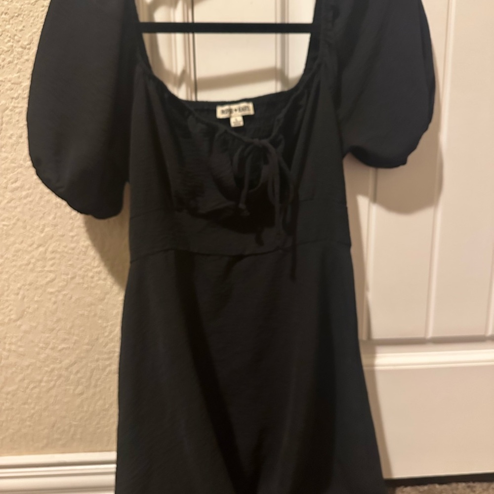 Inspired Hearts Black Puff Sleeve Mini Dress